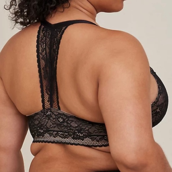 Torrid Women's Plus Size Black Lace Lightly Lined Front Closure T-Shirt Bra - Picture 2 of 11